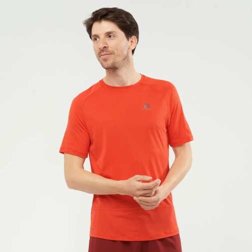 Orange Salomon Cross Run Short Sleeve Men's T-Shirts | IE PR3756